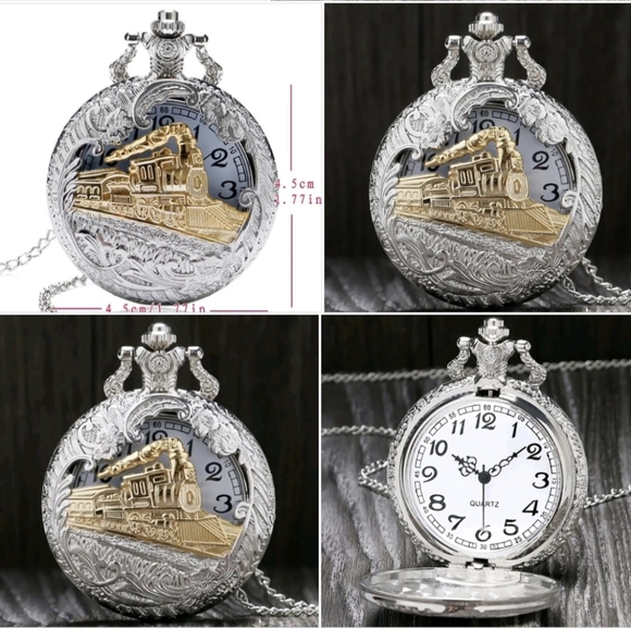 New train locomotive steam engine Quartz pocket watch - Picture 1 of 11